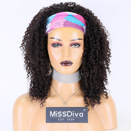 12” Indian Remy Hair Curly Machine-Made Headband Wigs