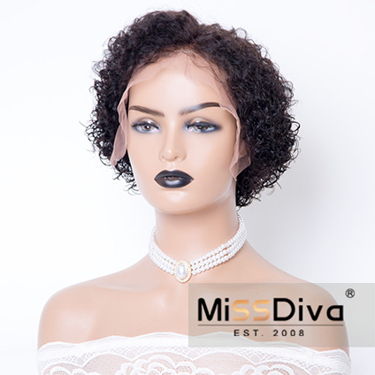 Stock Unit Remy Hair Short Curls 13X6 Lace Front Wigs